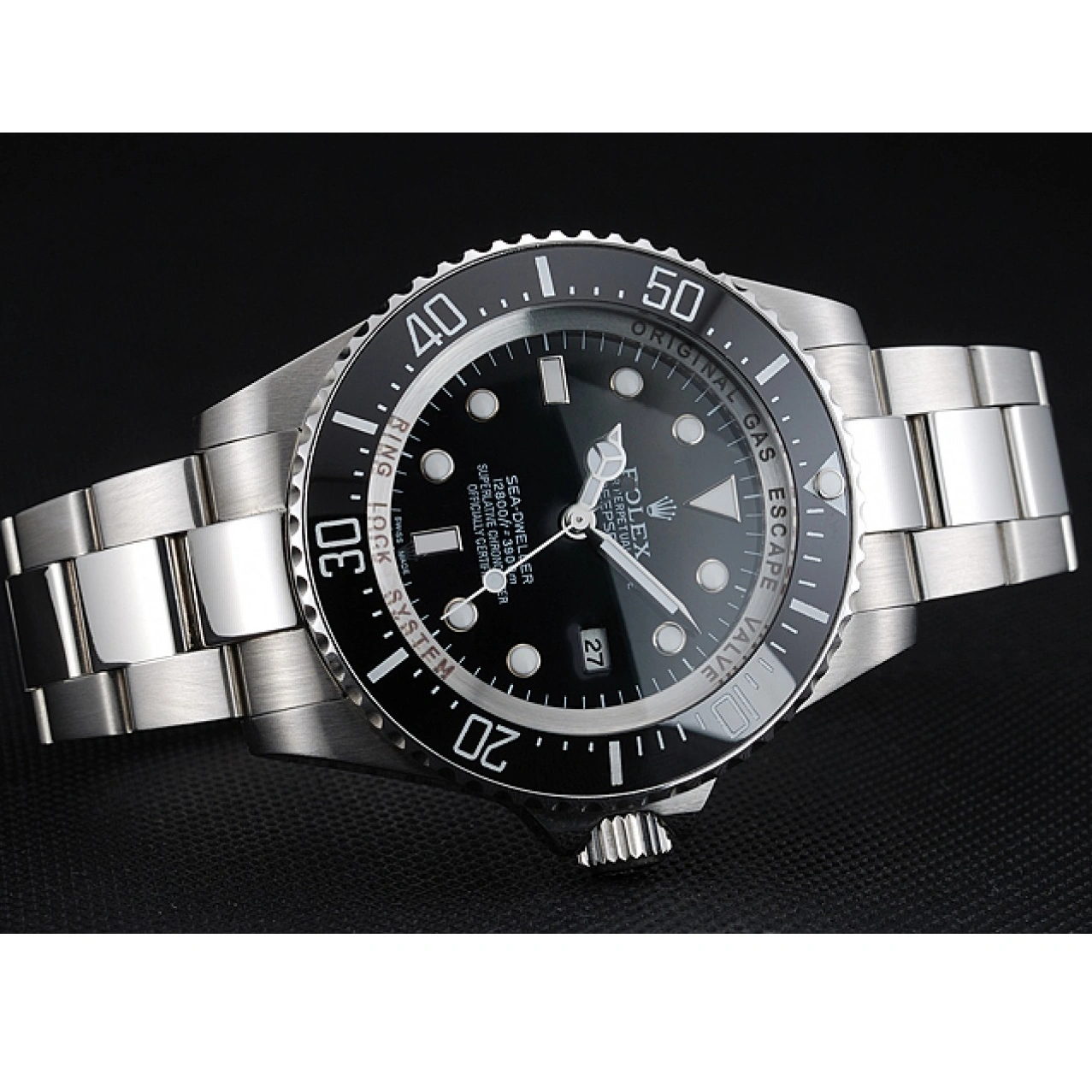 MiroTime 1025 Rolex Sky Dweller Stainless Steel Bracelet Black Dial Watch